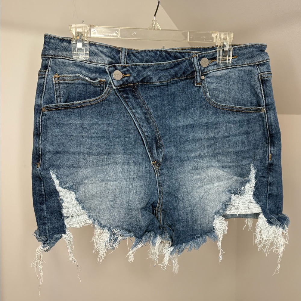 Distressed Blue Jean Shorts